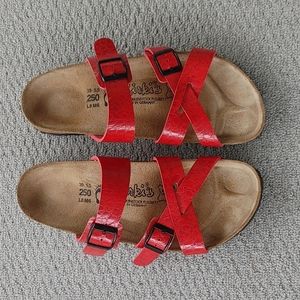 Birkenstock Birkis Red 2 buckle strap slides red sandals L8 M6